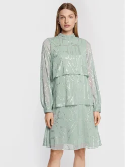 Armani Exchange Vestito Da Giorno 6LYA33 YN3FZ 5990 Verde Regular Fit