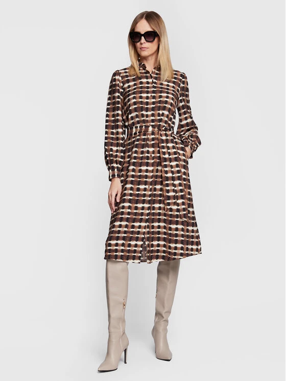 B.young Vestito Chemisier Ibine 20812172 Marrone Regular Fit 2 B.young Vestito Chemisier Ibine 20812172 Marrone Regular Fit - immagine 2