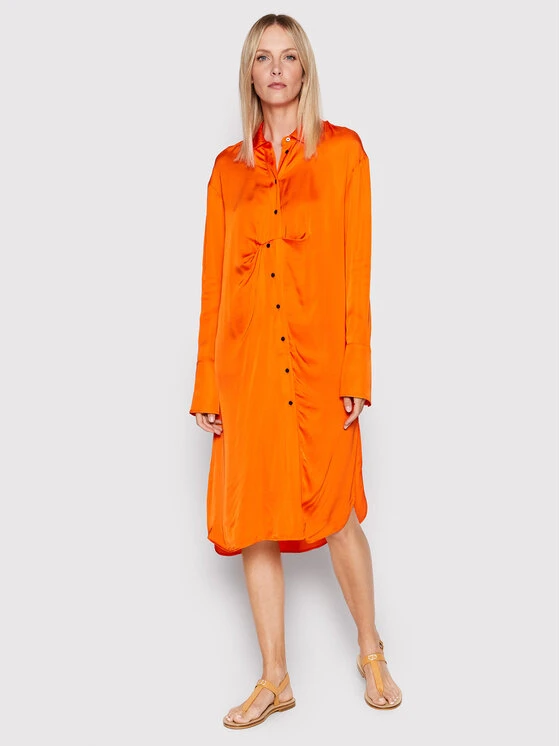 Birgitte Herskind Vestito Chemisier Barba 4422370 Arancione Oversize 2 Birgitte Herskind Vestito Chemisier Barba 4422370 Arancione Oversize - immagine 2