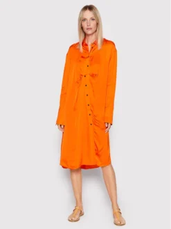 Birgitte Herskind Vestito Chemisier Barba 4422370 Arancione Oversize
