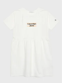 Calvin Klein Jeans Vestito Da Giorno Hero Logo IG0IG01973 Bianco Regular Fit