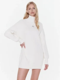 Calvin Klein Jeans Vestito Di Maglia J20J220359 Bianco Regular Fit