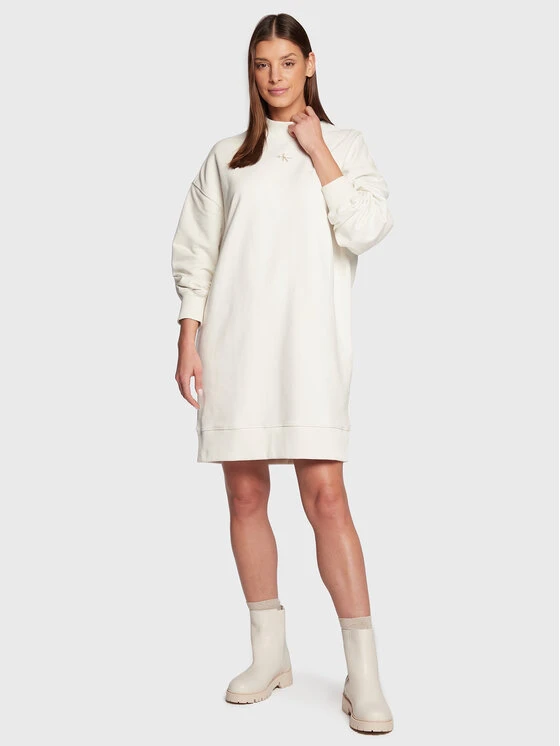 Calvin Klein Jeans Vestito Di Maglia J20J220412 Beige Relaxed Fit 2 Calvin Klein Jeans Vestito Di Maglia J20J220412 Beige Relaxed Fit - immagine 2