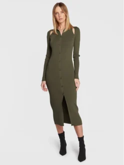 Calvin Klein Vestito Di Maglia Iconic K20K205107 Verde Slim Fit