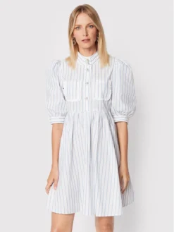 Custommade Vestito Chemisier Lema Stripes 999362419 Bianco Regular Fit