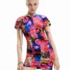 Desigual Vestito Da Giorno Dijon 23SWVK45 Multicolore Slim Fit