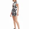 Desigual Vestito Da Giorno Love All You 23SWVK69 Bianco Slim Fit