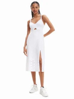 Desigual Vestito Estivo 23SWVK72 Bianco Regular Fit
