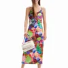 Desigual Vestito Estivo Tulipa 23SWVK08 Multicolore Slim Fit
