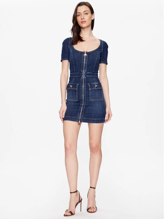 Elisabetta Franchi Vestito Di Jeans AJ-30S-31E2-V450 Blu Slim Fit 2 Elisabetta Franchi Vestito Di Jeans AJ-30S-31E2-V450 Blu Slim Fit - immagine 2