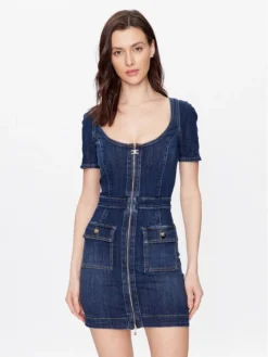 Elisabetta Franchi Vestito Di Jeans AJ-30S-31E2-V450 Blu Slim Fit