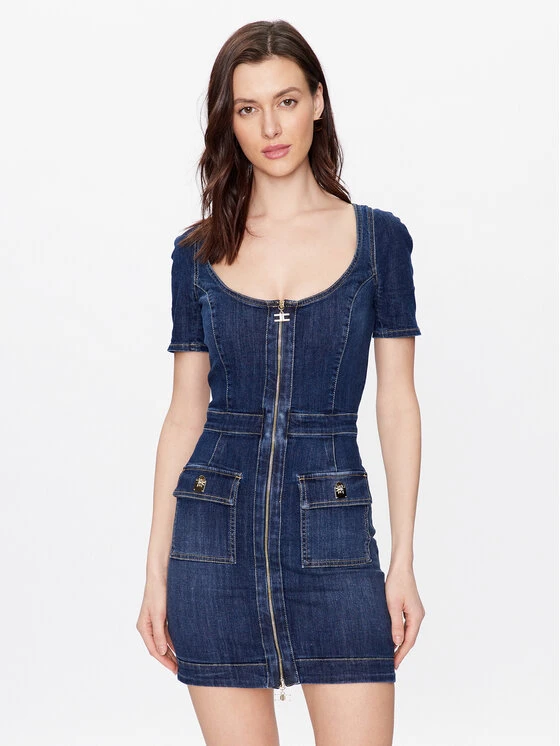 Elisabetta Franchi Vestito Di Jeans AJ-30S-31E2-V450 Blu Slim Fit 1 Elisabetta Franchi Vestito Di Jeans AJ-30S-31E2-V450 Blu Slim Fit