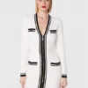 Elisabetta Franchi Vestito Di Maglia AM-50M-26E2-V500 Bianco Slim Fit