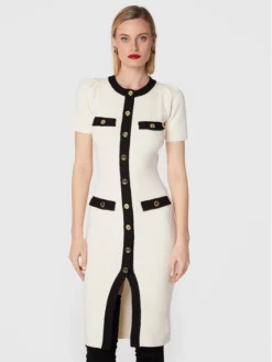 Elisabetta Franchi Vestito Di Maglia AM-69Q-26E2-V470 Beige Slim Fit