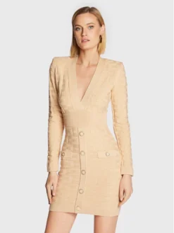 Elisabetta Franchi Vestito Di Maglia AM-73S-27E2-V420 Beige Slim Fit