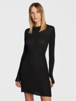 Gina Tricot Vestito Di Maglia Asta 18870 Nero Slim Fit