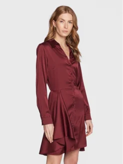Guess Vestito Chemisier Alya W2BK83 WF1T2 Bordeaux Regular Fit