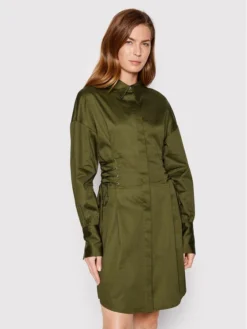 Guess Vestito Chemisier Celie W2YK84 WE2Q0 Verde Regular Fit