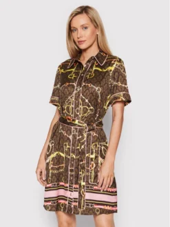 Guess Vestito Chemisier Coraline W2PK0A WD8G0 Marrone Regular Fit