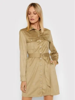 Guess Vestito Chemisier Dora W1BK13 WE5D0 Beige Slim Fit