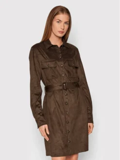 Guess Vestito Chemisier Dora W1BK13 WE5D0 Marrone Slim Fit