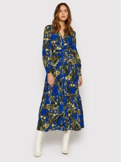 Guess Vestito Chemisier Evelyn W1BK11 WDEK2 Blu Scuro Slim Fit