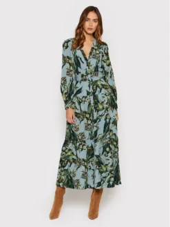 Guess Vestito Chemisier Evelyn W1BK11 WDEK2 Verde Slim Fit