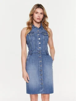 Guess Vestito Di Jeans Stacie W3RK07 D4CN3 Blu Scuro Slim Fit