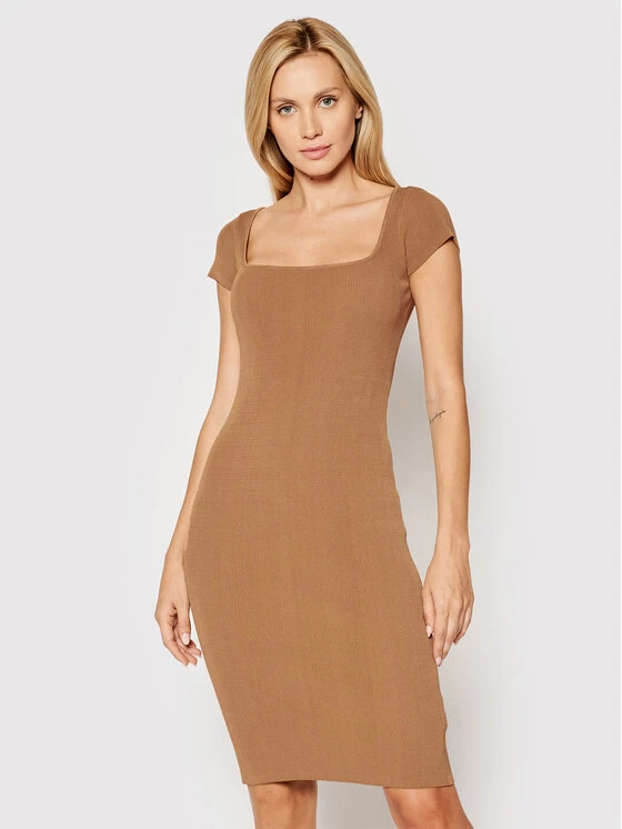 Guess Vestito Di Maglia Charlotte W1YK85 Z2U00 Marrone Slim Fit 1 Guess Vestito Di Maglia Charlotte W1YK85 Z2U00 Marrone Slim Fit