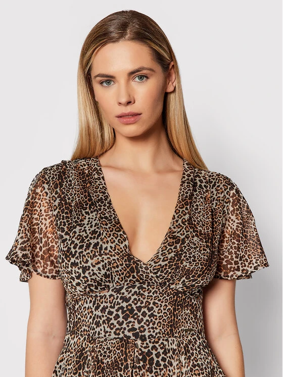 Guess Vestito Estivo W2RK12 WDW52 Marrone Slim Fit 4 Guess Vestito Estivo W2RK12 WDW52 Marrone Slim Fit - immagine 4