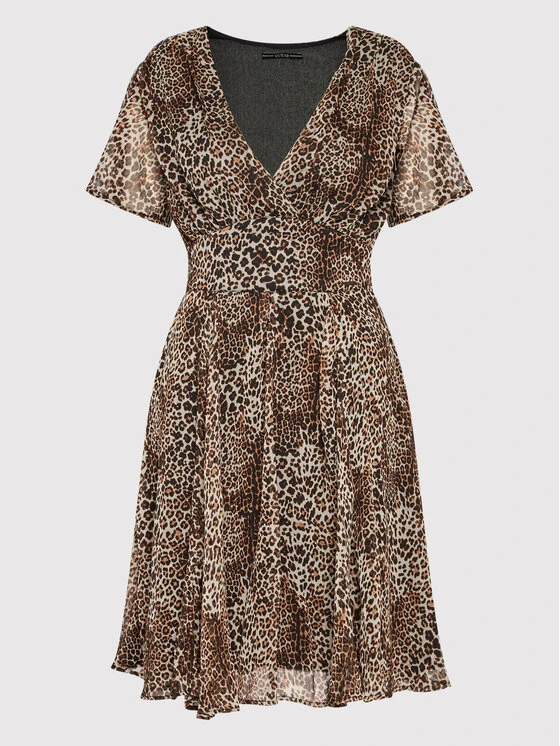 Guess Vestito Estivo W2RK12 WDW52 Marrone Slim Fit 5 Guess Vestito Estivo W2RK12 WDW52 Marrone Slim Fit - immagine 5