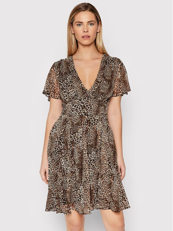 Guess Vestito Estivo W2RK12 WDW52 Marrone Slim Fit 1 Guess Vestito Estivo W2RK12 WDW52 Marrone Slim Fit