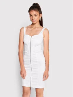 Guess Vestito Estivo W2YK01 W93CF Bianco Slim Fit