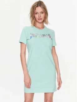 JUST CAVALLI Vestito Da Giorno 74PBOG00 Verde Regular Fit
