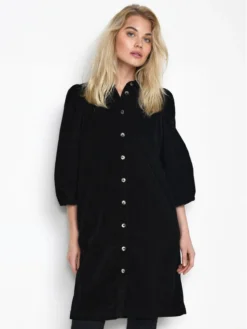 Kaffe Vestito Chemisier Kaeva Corduroy 10506785 Nero Regular Fit