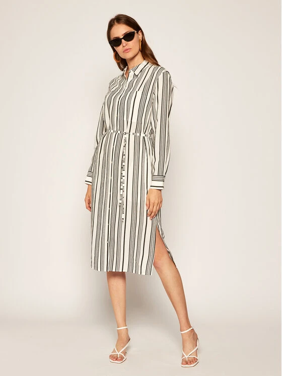 Marc O'Polo Vestito Chemisier 006 0915 21315 Bianco Regular Fit 2 Marc O'Polo Vestito Chemisier 006 0915 21315 Bianco Regular Fit - immagine 2