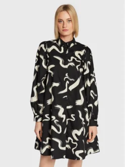 MOSS COPENHAGEN Vestito Chemisier Petronia 17043 Nero Relaxed Fit