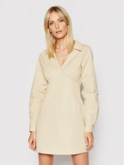 NA-KD Vestito Chemisier 1018-006777-8909-581 Beige Slim Fit