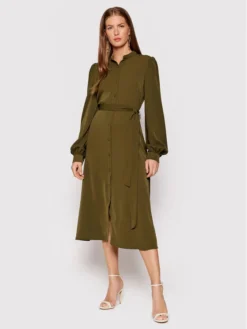 NA-KD Vestito Chemisier Balloon Sleeve 1018-007260-0031-581 Verde Regular Fit