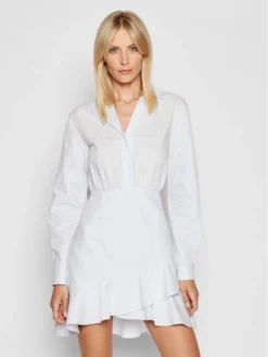 NA-KD Vestito Chemisier Flounce 1018-006854-0047-581 Blu Regular Fit