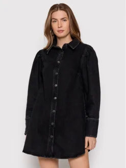 NA-KD Vestito Di Jeans 1018-008320-0117-581 Nero Regular Fit