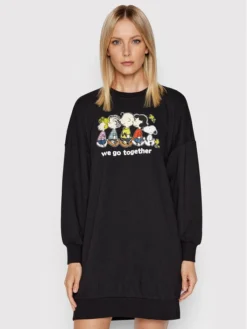 ONLY Vestito Di Maglia Peanuts 15255748 Nero Oversize
