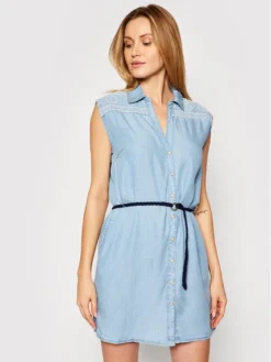 Pepe Jeans Vestito Chemisier Benny PL952820 Blu Regular Fit