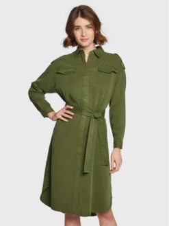 Pepe Jeans Vestito Chemisier Lidia PL953139 Verde Relaxed Fit