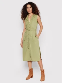 Pepe Jeans Vestito Chemisier Maggie PL953067 Verde Regular Fit