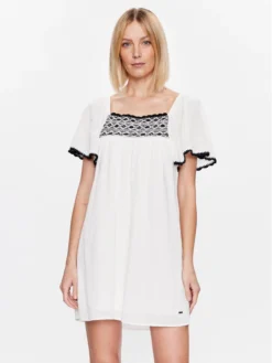 Pepe Jeans Vestito Da Giorno Aliba PL953226 Écru Regular Fit