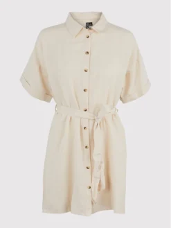 Pieces Vestito Chemisier Sunna 17126580 Beige Regular Fit -Offerta economica Guess || Calvin Klein Jeans || Vero Moda pieces vestito chemisier sunna 17126580 beige regular fit 4