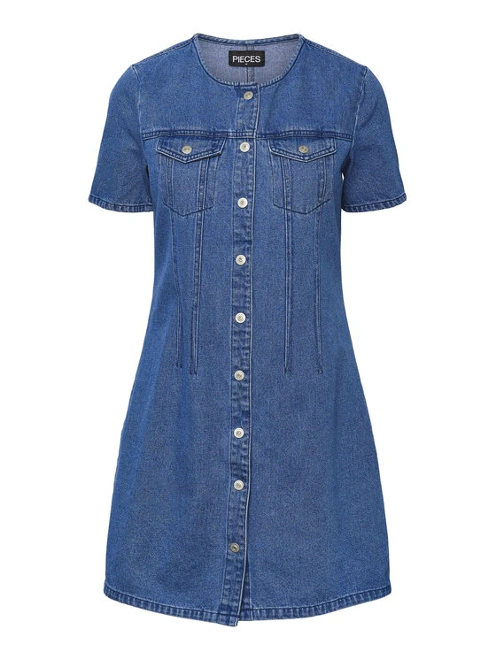 Pieces Vestito Di Jeans 17133341 Blu Regular Fit 4 Pieces Vestito Di Jeans 17133341 Blu Regular Fit - immagine 4