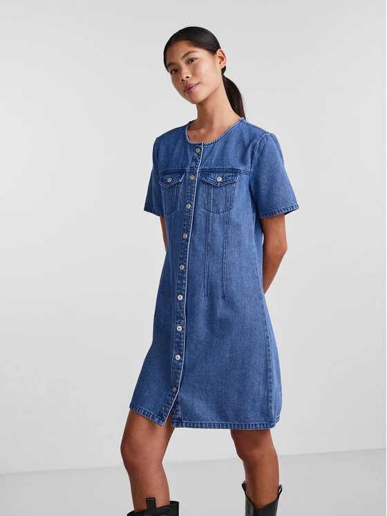 Pieces Vestito Di Jeans 17133341 Blu Regular Fit 1 Pieces Vestito Di Jeans 17133341 Blu Regular Fit