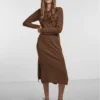 Pieces Vestito Di Maglia Nola 17127927 Marrone Slim Fit